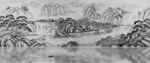 国画水墨山水壁画背景墙