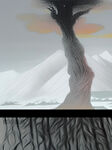 巨树雪山抽象无框画装饰画 