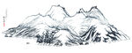 线条云丝水墨山水画