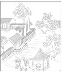 白描古建图