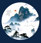 圆形山水画