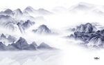 蓝色 爆款客厅山水 TIf分层