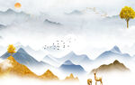 客厅 高档山水墙画 Tif分层