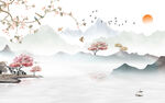 高端 客厅山水背景 TIf分层