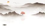 人气 客厅山水背景 TIf分层