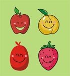 卡通手绘水果苹果红枣草莓黄桃