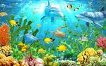 梦幻绿色海底背景墙