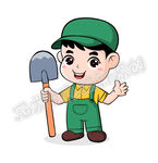 卡通小园丁百分百纯手绘插图