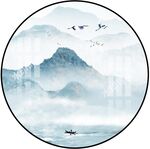 水墨山水圆形装饰画