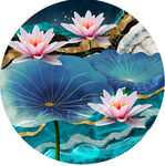 莲花唯美圆形挂画装饰画