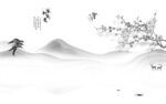 人气 意境灰色山水 Tif分层
