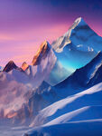 雪山黄昏