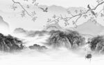简约 中式灰色山水 TIf分层