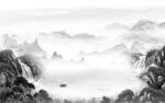 最新高雅灰色山水 Tif分层 