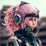 粉色头发科幻战甲美女头像