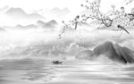 高清 中式灰色山水 TIf分层
