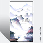 移门水墨山水画