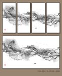 江南水乡水墨山水画