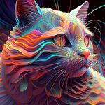 线条彩绘猫头
