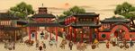 古代市井集市饭馆背景墙壁画