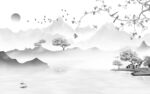 豪华 简奢灰色山水 tIF分层