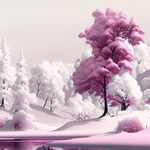 唯美的粉红色雪景