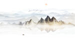 现代抽象电视背景墙山水画