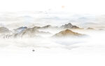 中式现代山水餐厅背景墙