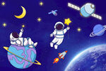 儿童星空房背景墙 