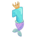 生日派对数字1 logo美人鱼