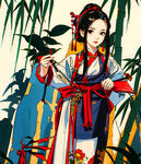 花与少女 竹