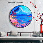 现代抽象意境油画山水圆形画