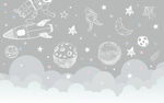 简约星空太空儿童房背景墙