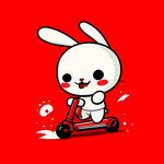 滑板车可爱卡通兔子