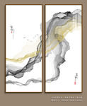 中国风玄关山水装饰画客厅背景画