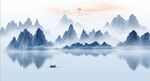 新中式抽象水墨山水风景背景墙