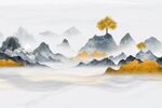 金色国画山水