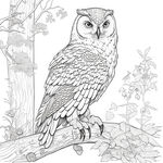白描猫头鹰