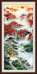 江山如画国画鸿运当头山水玄关画