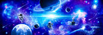 蓝色外太空星球宇宙银河星空背景