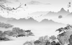 别墅 灰色风景山水 TiF分层