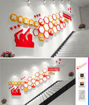 共青团照片楼梯墙