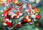 锦鲤油画
