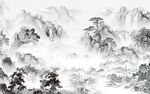 新中式山水画背景墙