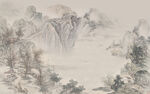 富春山居水墨山水国画