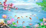 山水风景画鸟语花香电视背景墙