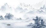 新中式山水背景墙