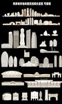 海南城市地标建筑线稿矢量图