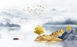 新中式山水背景墙