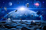 银河星球外太空陨石宇宙卫星背景